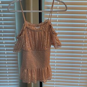 Venus Nude Polka Dot Ruffle Top Metallic